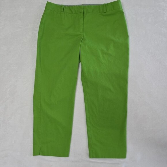 Talbots Signature Trouser Dress Capri Pants Womens 14 Green Stretch Slit Cuff - Picture 1 of 10